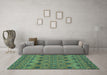 Machine Washable Abstract Turquoise Modern Area Rugs in a Living Room,, wshabs2679turq