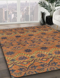 Abstract Dark Sienna Brown Modern Rug, abs2679