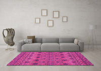 Machine Washable Abstract Pink Modern Rug, wshabs2679pnk