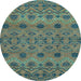 Round Machine Washable Abstract Light Blue Modern Rug, wshabs2679lblu