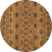 Round Machine Washable Abstract Brown Modern Rug, wshabs2679brn