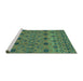 Sideview of Machine Washable Abstract Turquoise Modern Area Rugs, wshabs2679turq