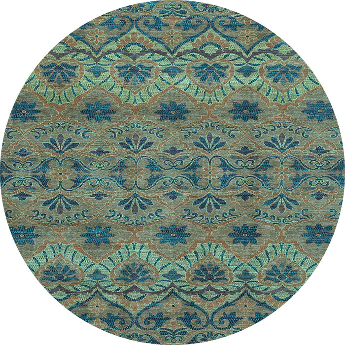 Round Abstract Light Blue Modern Rug, abs2679lblu