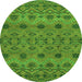 Round Abstract Green Modern Rug, abs2679grn