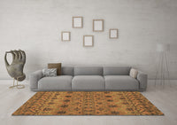 Machine Washable Abstract Brown Modern Rug, wshabs2679brn