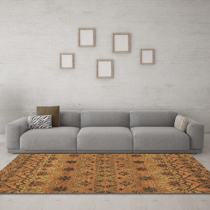 Machine Washable Abstract Brown Modern Rug in a Living Room,, wshabs2679brn