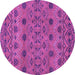 Round Machine Washable Abstract Purple Modern Area Rugs, wshabs2679pur