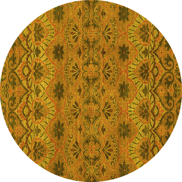 Round Machine Washable Abstract Yellow Modern Rug, wshabs2679yw