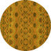 Round Machine Washable Abstract Yellow Modern Rug, wshabs2679yw