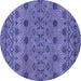 Round Machine Washable Abstract Blue Modern Rug, wshabs2679blu