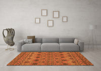 Machine Washable Abstract Orange Modern Rug, wshabs2679org