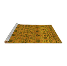 Sideview of Machine Washable Abstract Yellow Modern Rug, wshabs2679yw