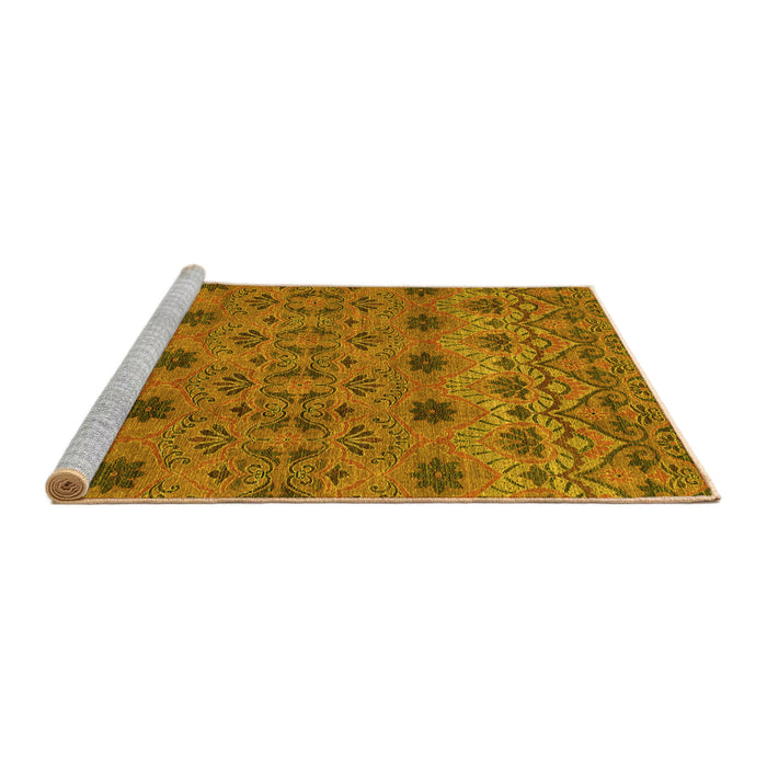 Sideview of Machine Washable Abstract Yellow Modern Rug, wshabs2679yw