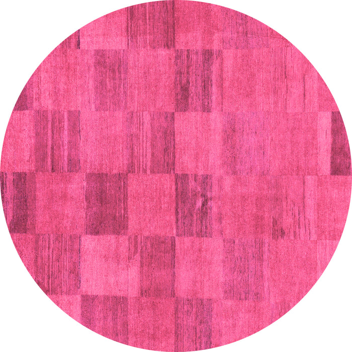 Round Machine Washable Oriental Pink Modern Rug, wshabs267pnk
