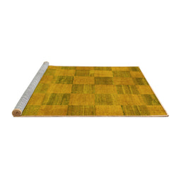 Sideview of Machine Washable Oriental Yellow Modern Rug, wshabs267yw