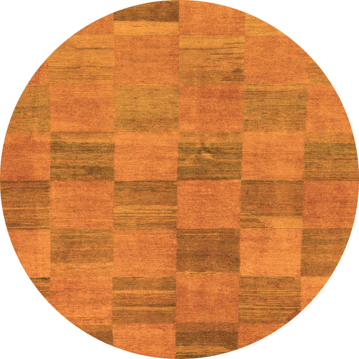 Round Machine Washable Oriental Orange Modern Area Rugs, wshabs267org