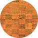 Round Machine Washable Oriental Orange Modern Area Rugs, wshabs267org