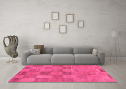 Machine Washable Oriental Pink Modern Rug in a Living Room, wshabs267pnk