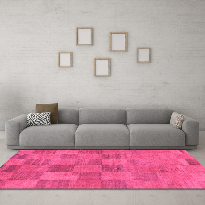 Machine Washable Oriental Pink Modern Rug in a Living Room, wshabs267pnk