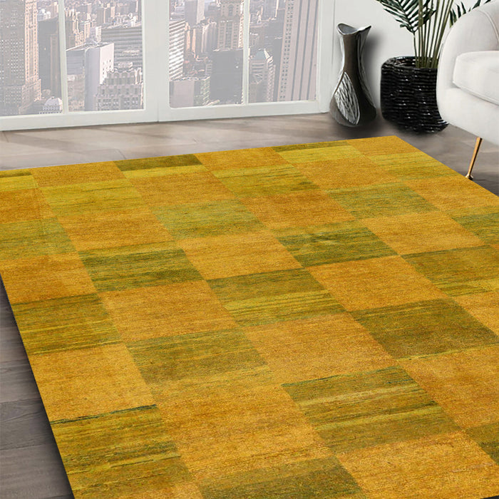 Abstract Sedona Brown Oriental Rug in Family Room, abs267