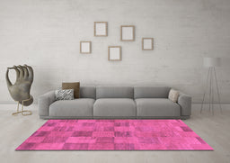 Machine Washable Oriental Purple Modern Area Rugs in a Living Room, wshabs267pur