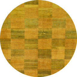 Round Machine Washable Abstract Sedona Brown Rug, wshabs267