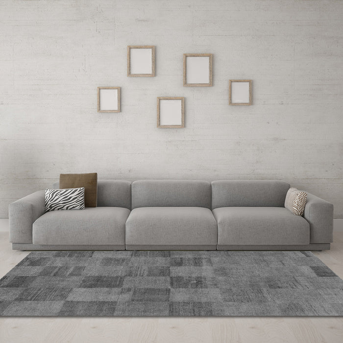 Machine Washable Oriental Gray Modern Rug in a Living Room,, wshabs267gry