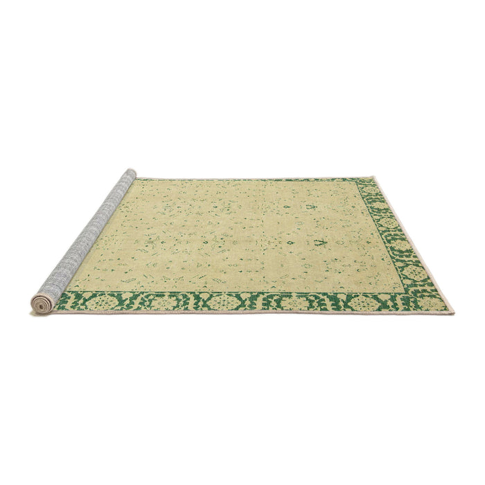 Sideview of Machine Washable Abstract Avocado Green Rug, wshabs2680
