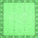 Square Machine Washable Oriental Emerald Green Traditional Area Rugs, wshabs2680emgrn