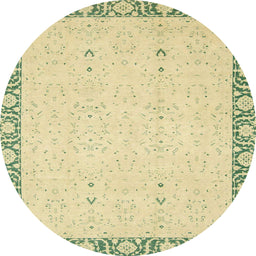Round Abstract Avocado Green Oriental Rug, abs2680