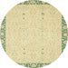 Round Abstract Avocado Green Oriental Rug, abs2680