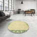 Round Abstract Avocado Green Oriental Rug in a Office, abs2680