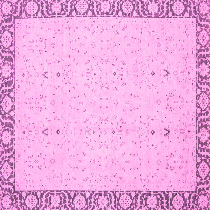 Square Machine Washable Oriental Pink Traditional Rug, wshabs2680pnk