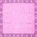 Square Machine Washable Oriental Pink Traditional Rug, wshabs2680pnk