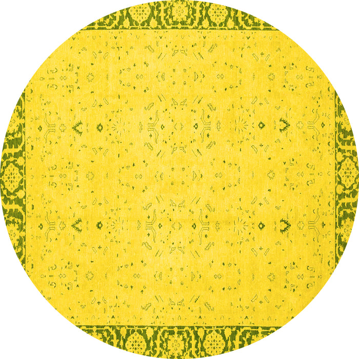 Round Oriental Yellow Traditional Rug, abs2680yw