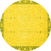 Round Oriental Yellow Traditional Rug, abs2680yw