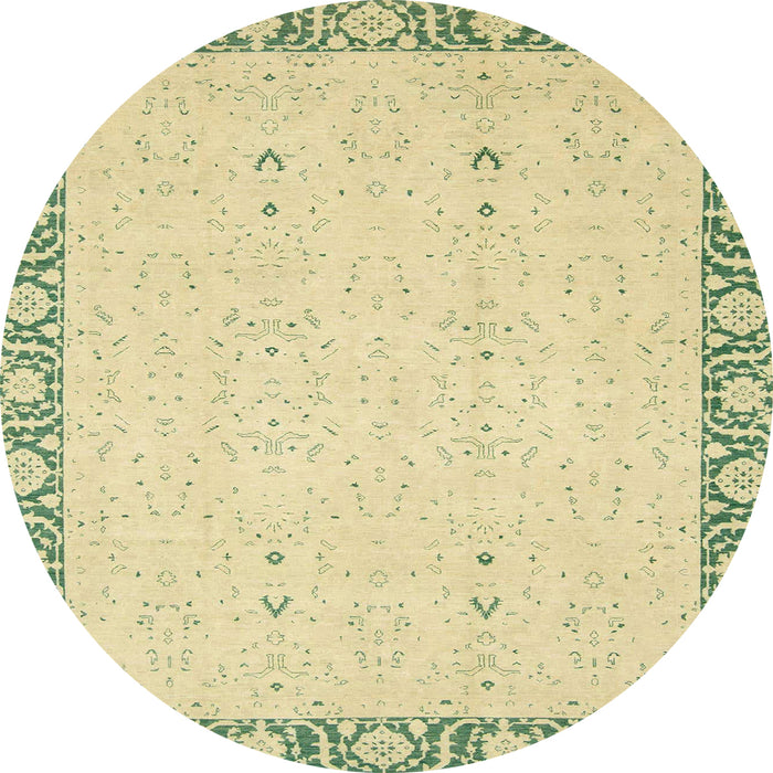 Round Machine Washable Abstract Avocado Green Rug, wshabs2680