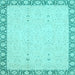 Square Machine Washable Oriental Light Blue Traditional Rug, wshabs2680lblu