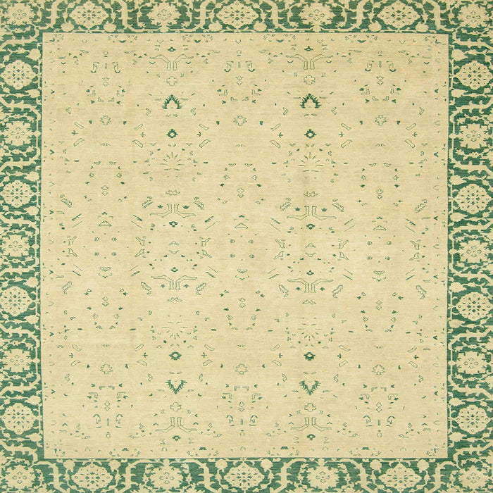 Square Machine Washable Abstract Avocado Green Rug, wshabs2680