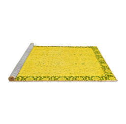 Sideview of Machine Washable Oriental Yellow Traditional Rug, wshabs2680yw
