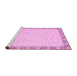 Sideview of Machine Washable Oriental Pink Traditional Rug, wshabs2680pnk