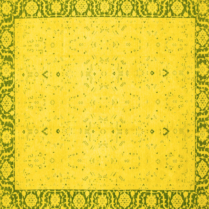 Square Oriental Yellow Traditional Rug, abs2680yw