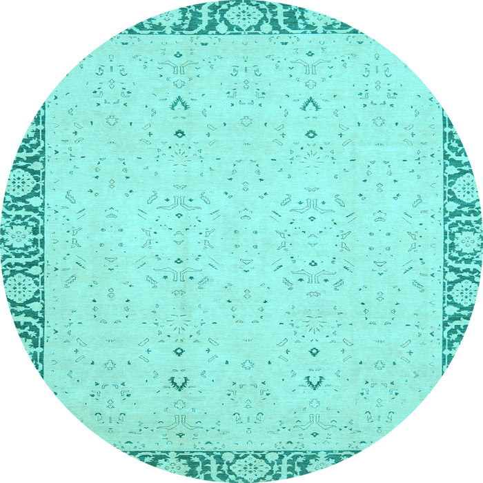 Round Oriental Light Blue Traditional Rug, abs2680lblu