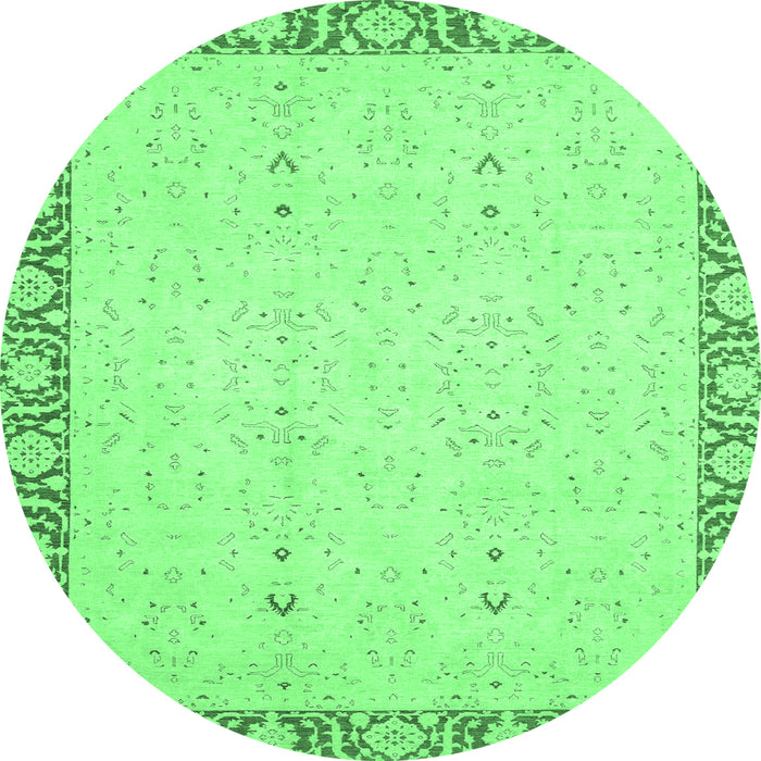 Round Oriental Emerald Green Traditional Rug, abs2680emgrn