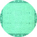Round Oriental Turquoise Traditional Rug, abs2680turq