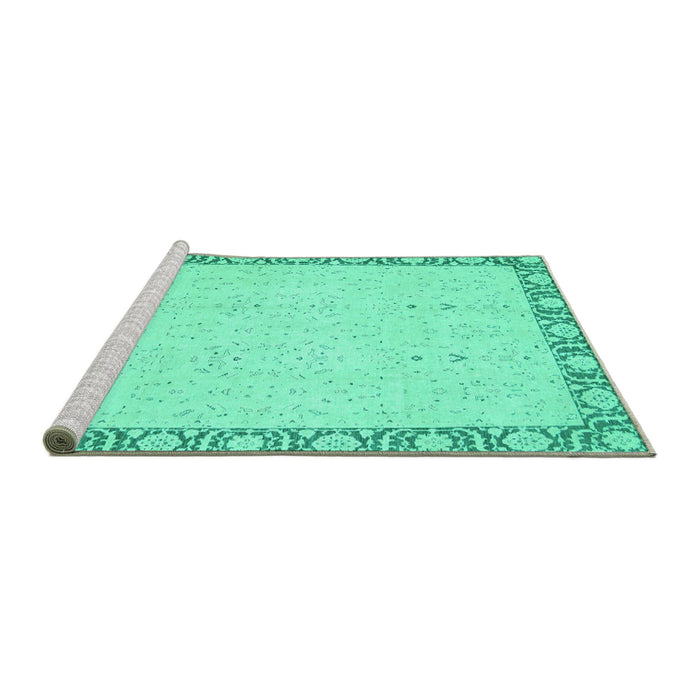 Sideview of Machine Washable Oriental Turquoise Traditional Area Rugs, wshabs2680turq