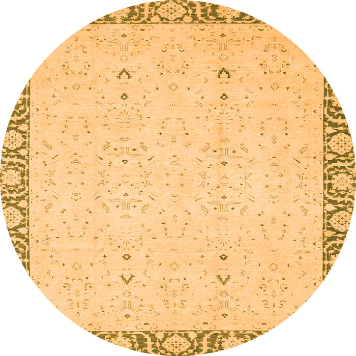 Round Oriental Orange Traditional Rug, abs2680org