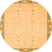 Round Oriental Orange Traditional Rug, abs2680org