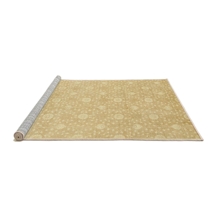 Sideview of Machine Washable Abstract Mustard Yellow Rug, wshabs2681
