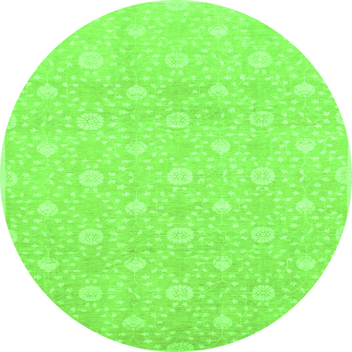 Round Oriental Green Traditional Rug, abs2681grn